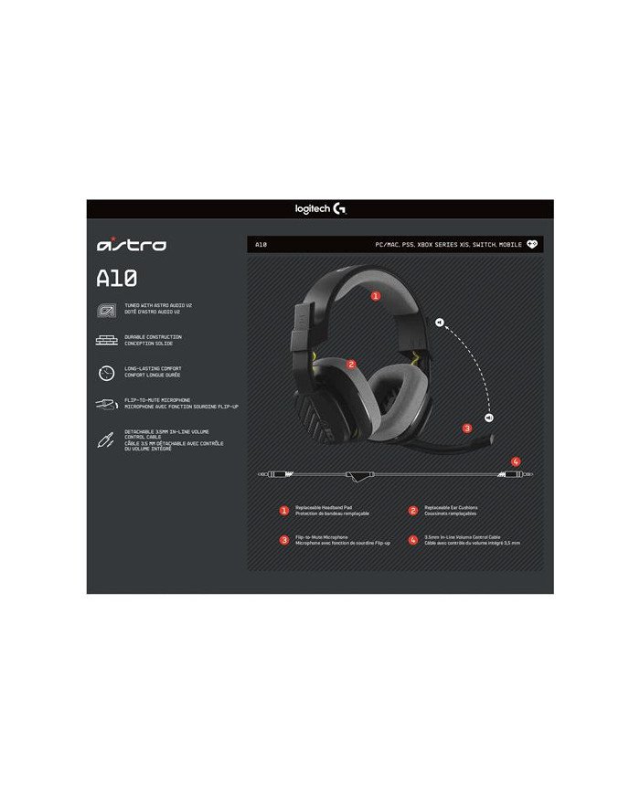 ASTRO Gaming A10 Gen 2  Headset  full size  wired  black