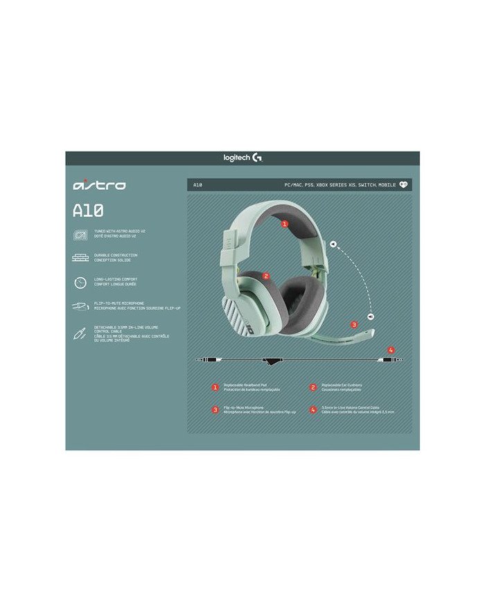 ASTRO Gaming A10 Gen 2  Headset  full size  wired  mint