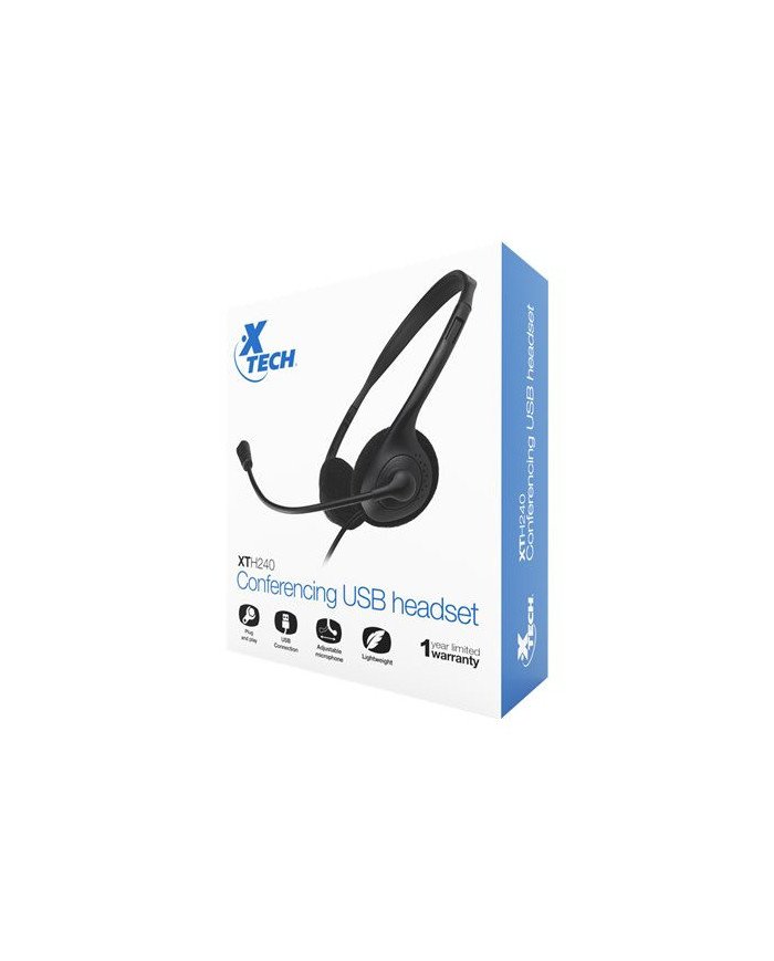 Xtech XTH240  Headset  onear  wired  USB  black