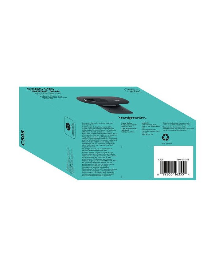 Logitech C505  Webcam  color  720p  fixed focal  audio  USB