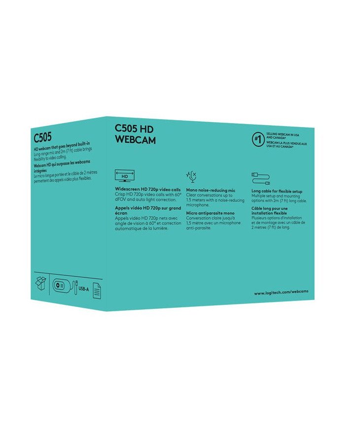 Logitech C505  Webcam  color  720p  fixed focal  audio  USB
