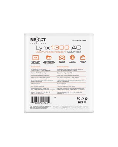 Nexxt Lynx1300AC  Network adapter  USB 30  80211ac  black
