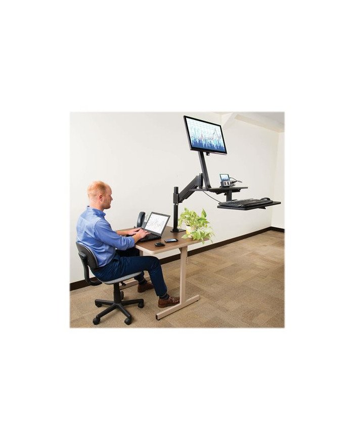 Tripp Lite Sit Stand Desktop Workstation Adjustable Standing Desk w C