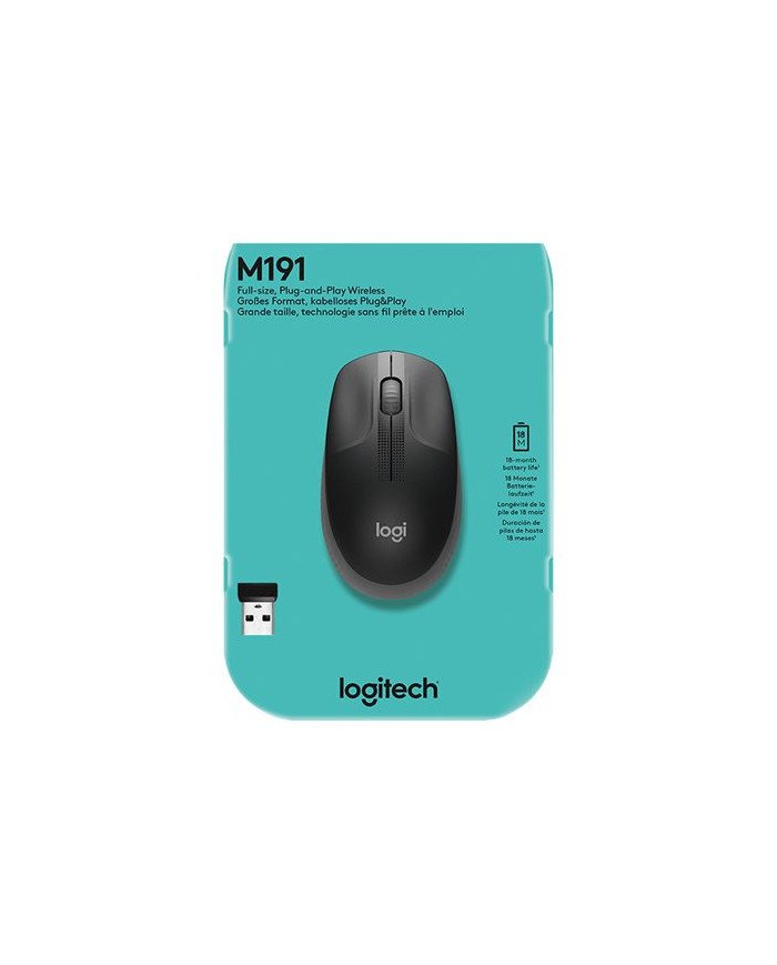 Logitech M190  Mouse  optical  3 buttons  wireless  USB wireless 