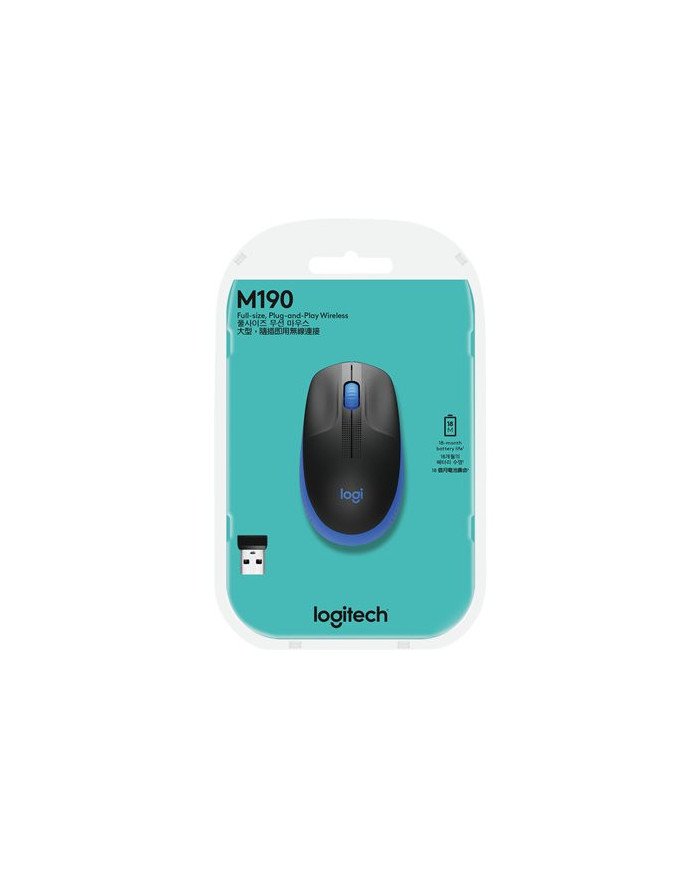 Logitech M190  Mouse  optical  3 buttons  wireless  USB wireless 