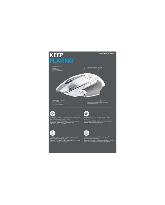 Logitech G G502 X LIGHTSPEED  Mouse  optical  wireless  LIGHTSPEED